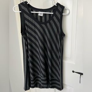 Cabi women’s sleeveless tunic, black & gray striped, size small